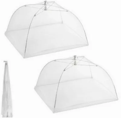 White Large Rectangular Dish Cover With Removable And Washable Mesh