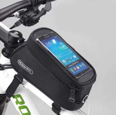 حقائب إطار الدراجة الهوائية من ROSWHEEL متوافقة مع أجهزة Apple، وحامل حقائب للهواتف المحمولة iPhone