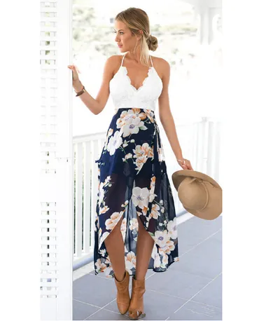 Lace Panel Chiffon Dress