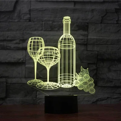 Touch The 3D Nightlight Of The Home Colorful Wine Bottle