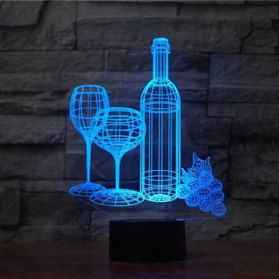 Touch The 3D Nightlight Of The Home Colorful Wine Bottle