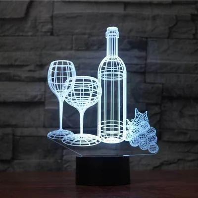 Touch The 3D Nightlight Of The Home Colorful Wine Bottle