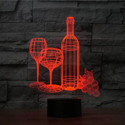 Touch The 3D Nightlight Of The Home Colorful Wine Bottle