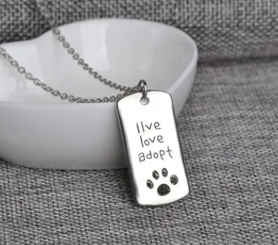 European and American jewelry fashion pet necklace live love Adopt hollow dog claw pendant