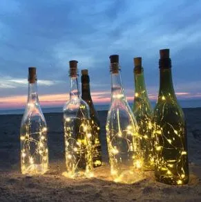 سلسلة أضواء زجاجات النبيذ بطول 2 متر و20 مصباح LED، زينة عيد الميلاد، سلك نحاسي، أضواء LED لتزيين حفلات الزفاف والمهرجانات