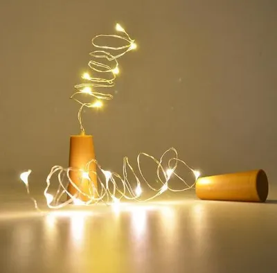 سلسلة أضواء زجاجات النبيذ بطول 2 متر و20 مصباح LED، زينة عيد الميلاد، سلك نحاسي، أضواء LED لتزيين حفلات الزفاف والمهرجانات