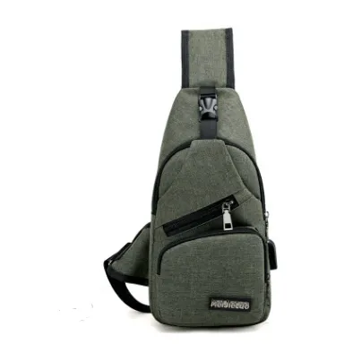 USB2021 Korean version of the new single shoulder bag male charging bag sports canvas men's chest bag outdoor cross bag