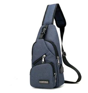 USB2021 Korean version of the new single shoulder bag male charging bag sports canvas men's chest bag outdoor cross bag