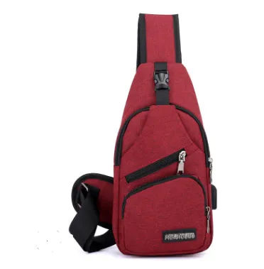 USB2021 Korean version of the new single shoulder bag male charging bag sports canvas men's chest bag outdoor cross bag