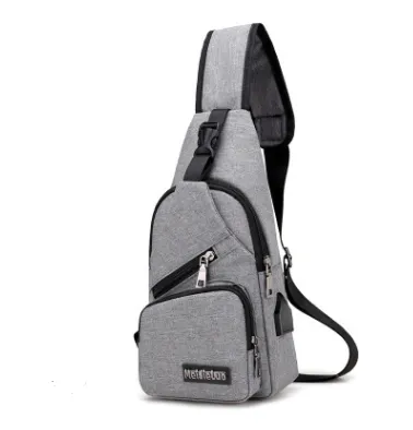 USB2021 Korean version of the new single shoulder bag male charging bag sports canvas men's chest bag outdoor cross bag