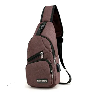 USB2021 Korean version of the new single shoulder bag male charging bag sports canvas men's chest bag outdoor cross bag