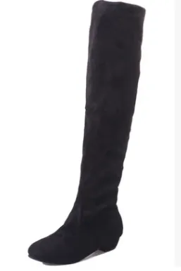 Autumn and winter new European and American over the knee stretch boots low heel suede wear women's shoes skinny legs foreign trade women's boots wholesale