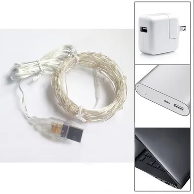 10 أمتار، 100 مصباح، سلك نحاسي USB، مصابيح LED
