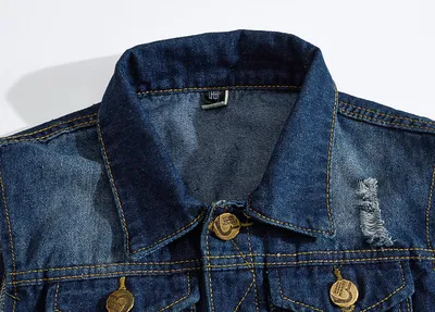 Personality men's denim vest male blue vest vest shoulder large size denim vest