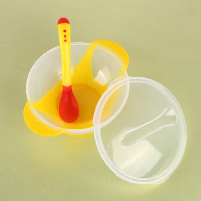 Baby Tableware Dinnerware Suction Bowl With Temperature Sensing Spoon Baby Food Baby Feeding Bowls Dishes