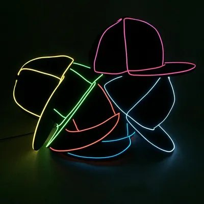 New flat edge EL light hat Men's light baseball cap hiphop street dance tide fluorescent hip hop hat