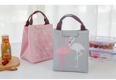 Waterproof portable aluminum case lunch bag Cartoon bird flower drop insulation bag Picnic cold insulation bag