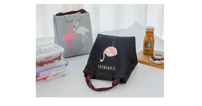 Waterproof portable aluminum case lunch bag Cartoon bird flower drop insulation bag Picnic cold insulation bag