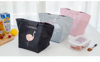 Waterproof portable aluminum case lunch bag Cartoon bird flower drop insulation bag Picnic cold insulation bag