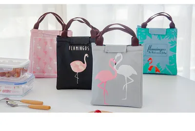 Waterproof portable aluminum case lunch bag Cartoon bird flower drop insulation bag Picnic cold insulation bag