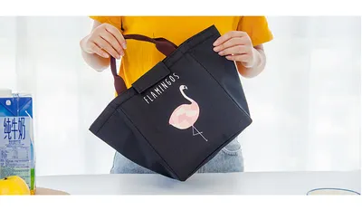 Waterproof portable aluminum case lunch bag Cartoon bird flower drop insulation bag Picnic cold insulation bag