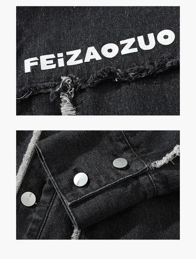 Men's Loose And Casual High Street Frayed Denim Jacket