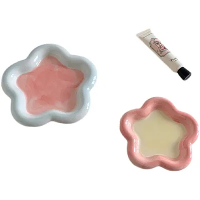 Ins Cream Chubby Cute Flower Creative Breakfast Plate Ceramic Plate