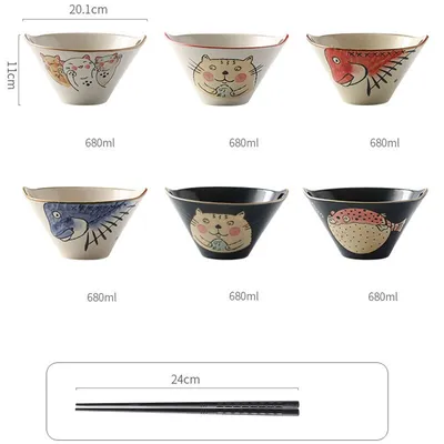 Japanese Noodle Bowl Home Creative Cute 7 Inches