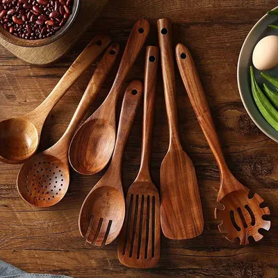 High Temperature Vegetable Spatula Acacia Wood Cooking Set Wooden Spatula