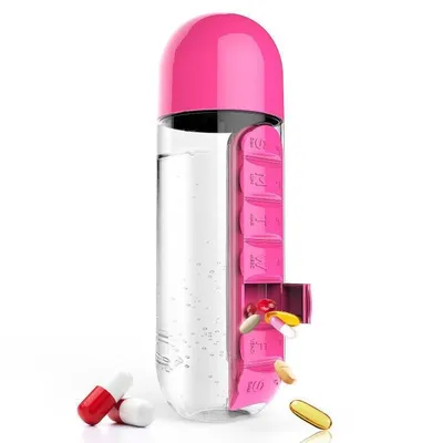 Outdoor Portable Water Bottle One Week Use Medicine Box Cup
