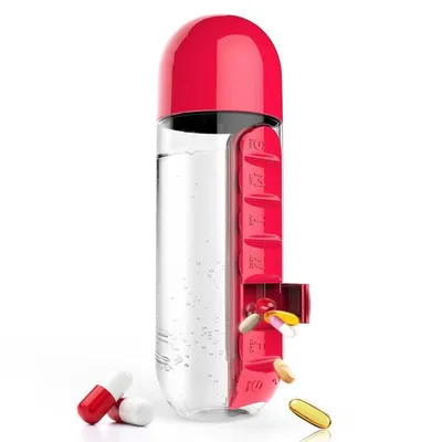 Outdoor Portable Water Bottle One Week Use Medicine Box Cup
