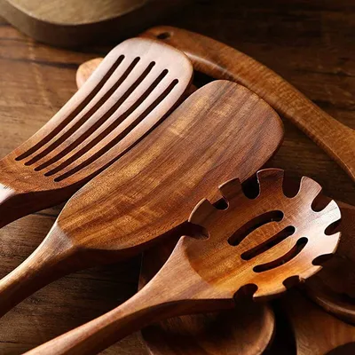 High Temperature Vegetable Spatula Acacia Wood Cooking Set Wooden Spatula