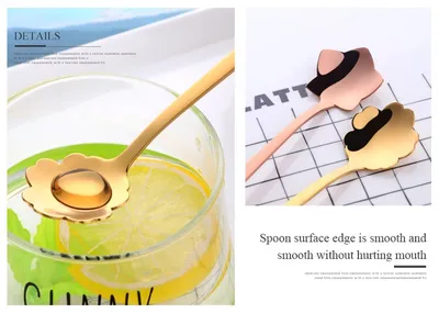 Stainless Steel Sunflower 304 Color Titanium Plated Lace Spoon