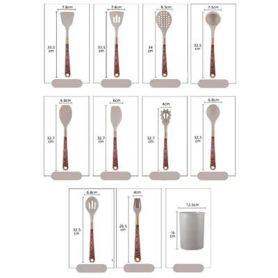 Silicone Kitchenware Set With Storage Seat Nonstick Pan