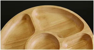Rubber Wood Five-Grid Wooden Plate Snack Plate Household Features