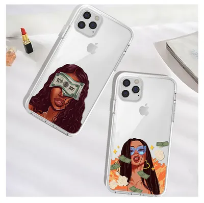 غطاء هاتف الفتيات المخصص شفاف TPU