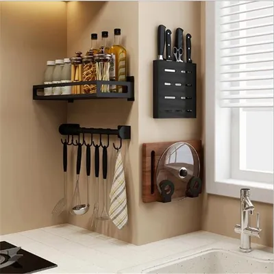 Kitchen Organizer And Storage Bowl Plate Knife Storage Black Dish Drain Rack Corner Shelf