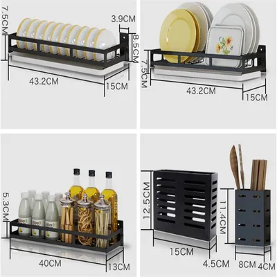 Kitchen Organizer And Storage Bowl Plate Knife Storage Black Dish Drain Rack Corner Shelf