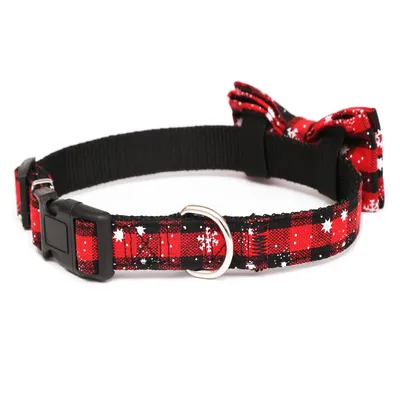 Christmas snowflake red bow collar