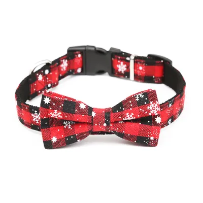 Christmas snowflake red bow collar