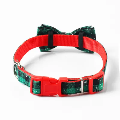 Christmas snowflake red bow collar