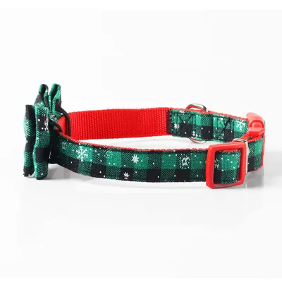Christmas snowflake red bow collar