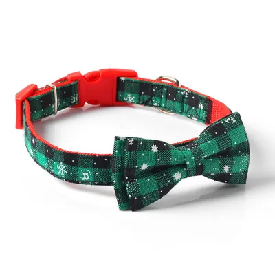 Christmas snowflake red bow collar