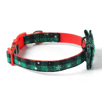 Christmas snowflake red bow collar