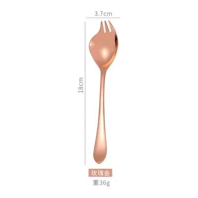 Creative 304 Stainless Steel Salad Fork Spoon Pasta Forks Tableware Set Dinnerware Sets Rose Gold Silver Black Cutleries 1PCS