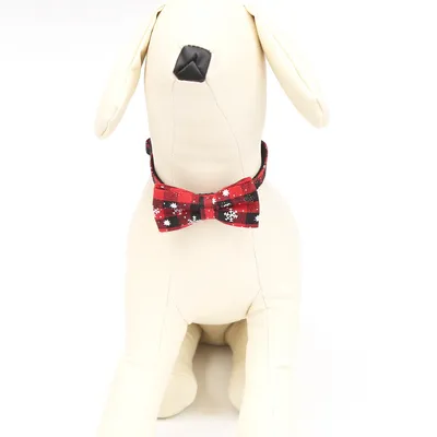 Christmas snowflake red bow collar