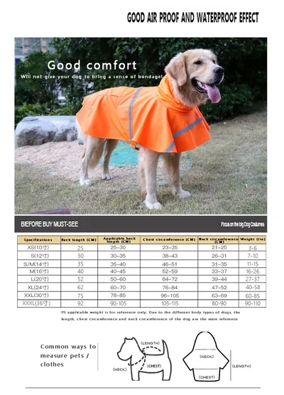 Waterproof Reflective Dog Raincoat