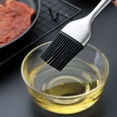 Silicon oil brush with stainless steel handle