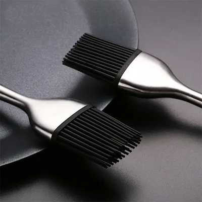 Silicon oil brush with stainless steel handle
