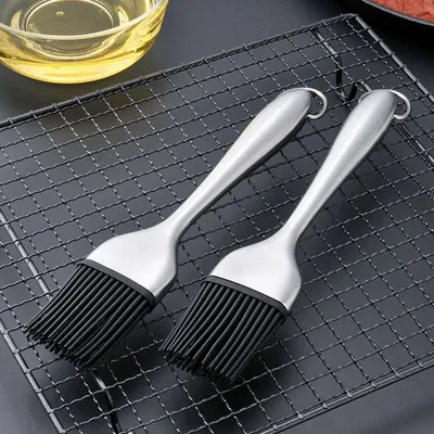 Silicon oil brush with stainless steel handle